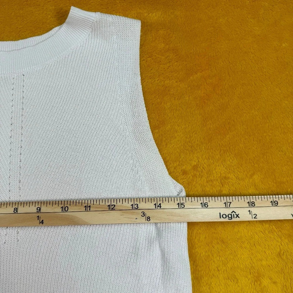 Sleeveless Tie Back Knit Sweater Women Size S White Crew Neck Summer - Picture 6 of 10